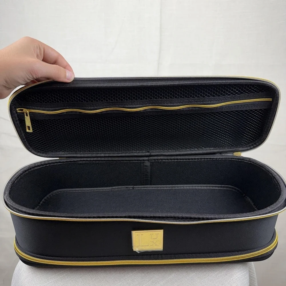 LUX Black Hard Shell Travel Case Organizer Bag Hairdryer Hot‎ Tools Storage